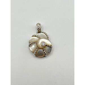 Judith Ripka Sterling Silver Mother Of Pearl Shell Pendant Vintage Design